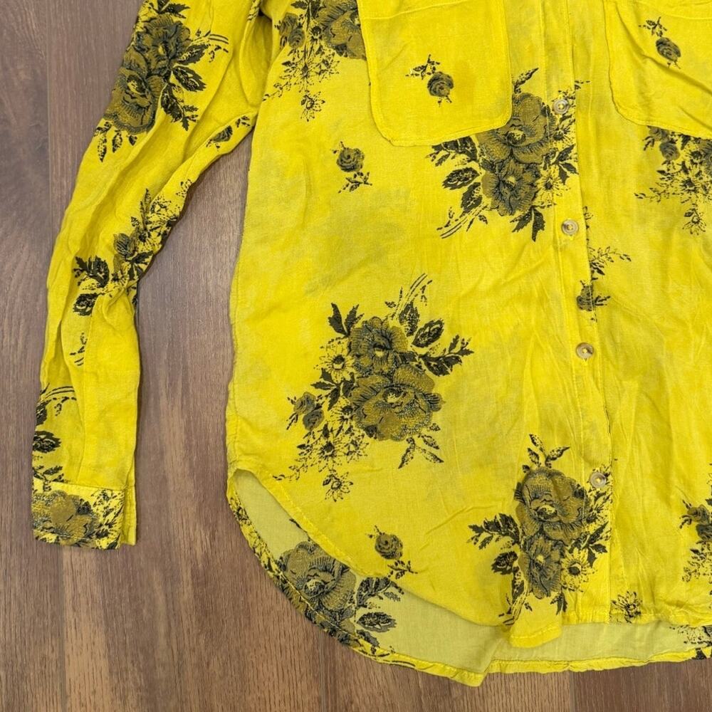 Anthropologie Pilcro The Romy Relaxed Button down in Chartreuse Floral Size XS - Picture 3 of 8